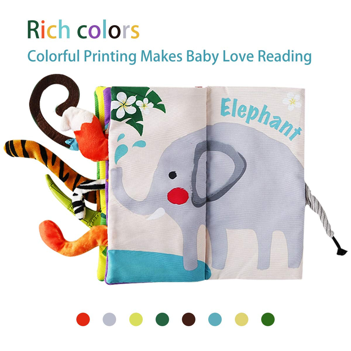 Baby Books Toys, Touch and Feel Crinkle Cloth Book for Infant Baby 0-3-6-12-18 Months, Early Development Interactive Stroller Soft Toys, Newborn Gifts for Boys Girls
