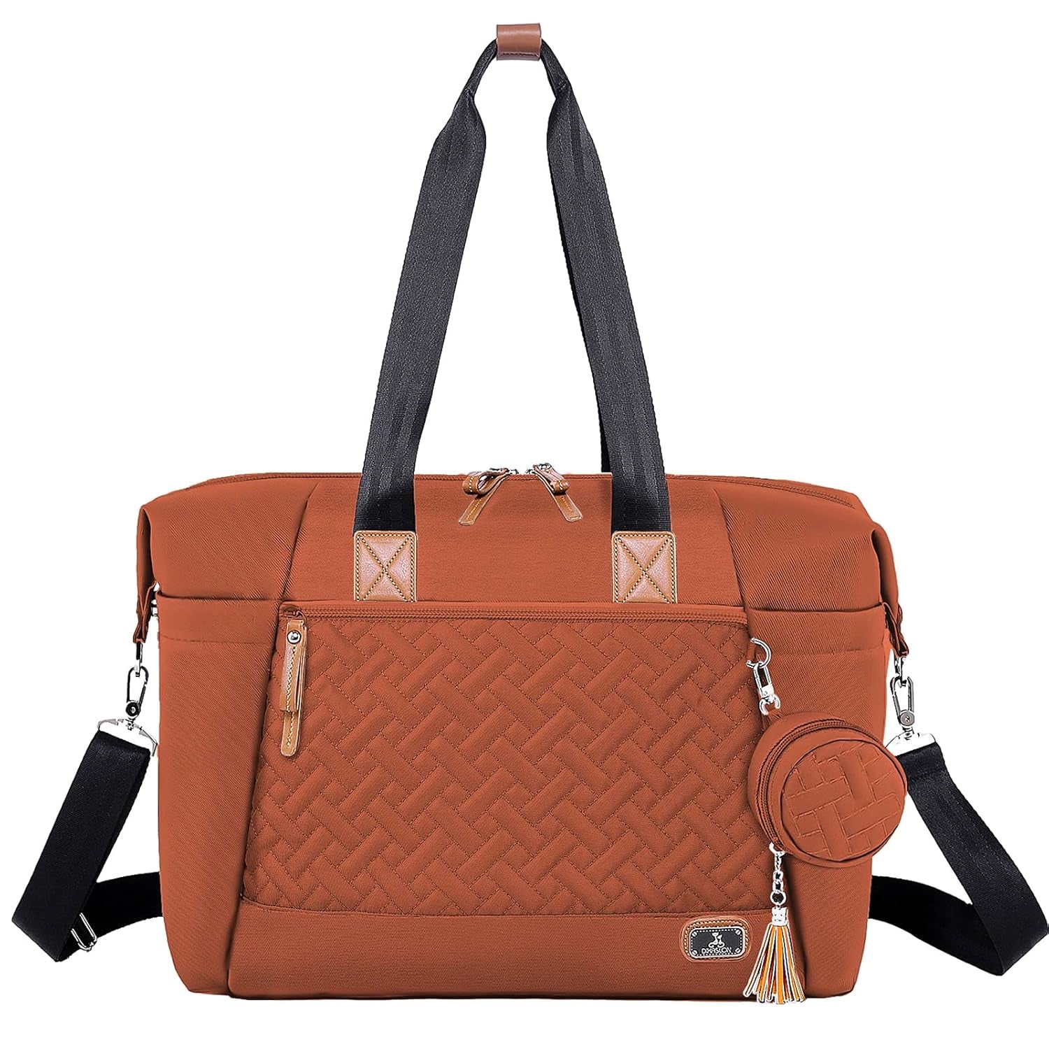 Diaper Bag, Large Travel Diaper Tote for Mom and Dad, Multifunction Baby Tote Bag for Boys and Girls with Pacifier Case and Changing Pad, Caramel