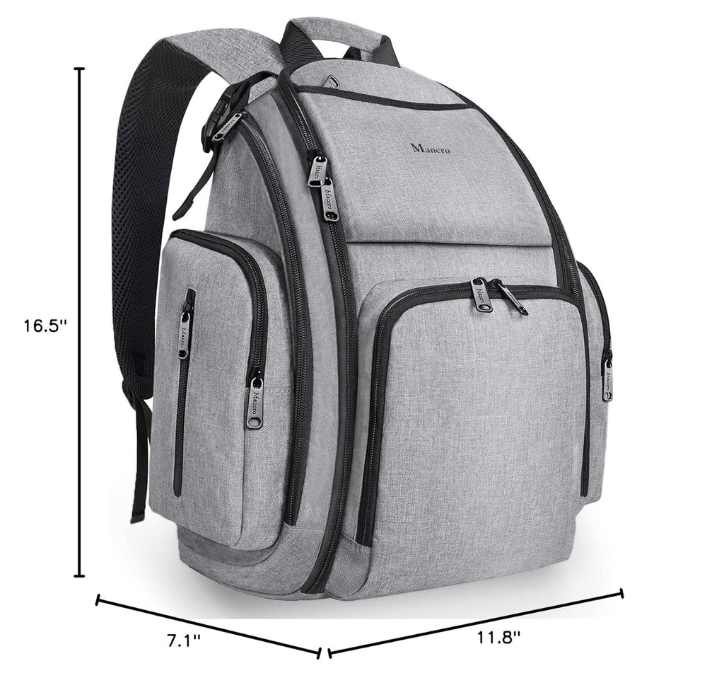 Diaper Bag Backpack, Large Multifunction Waterproof Travel Baby Changing Bag for Dad Mom with 4 Insulated Pockets and Stroller Straps, Maternity Baby Bag for Boys Girls, Grey