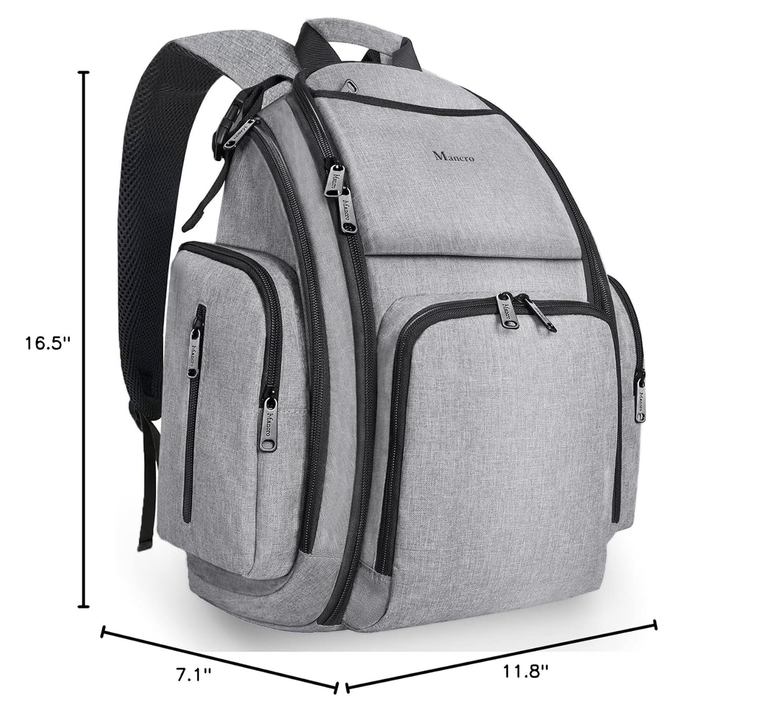 Diaper Bag Backpack, Large Multifunction Waterproof Travel Baby Changing Bag for Dad Mom with 4 Insulated Pockets and Stroller Straps, Maternity Baby Bag for Boys Girls, Grey
