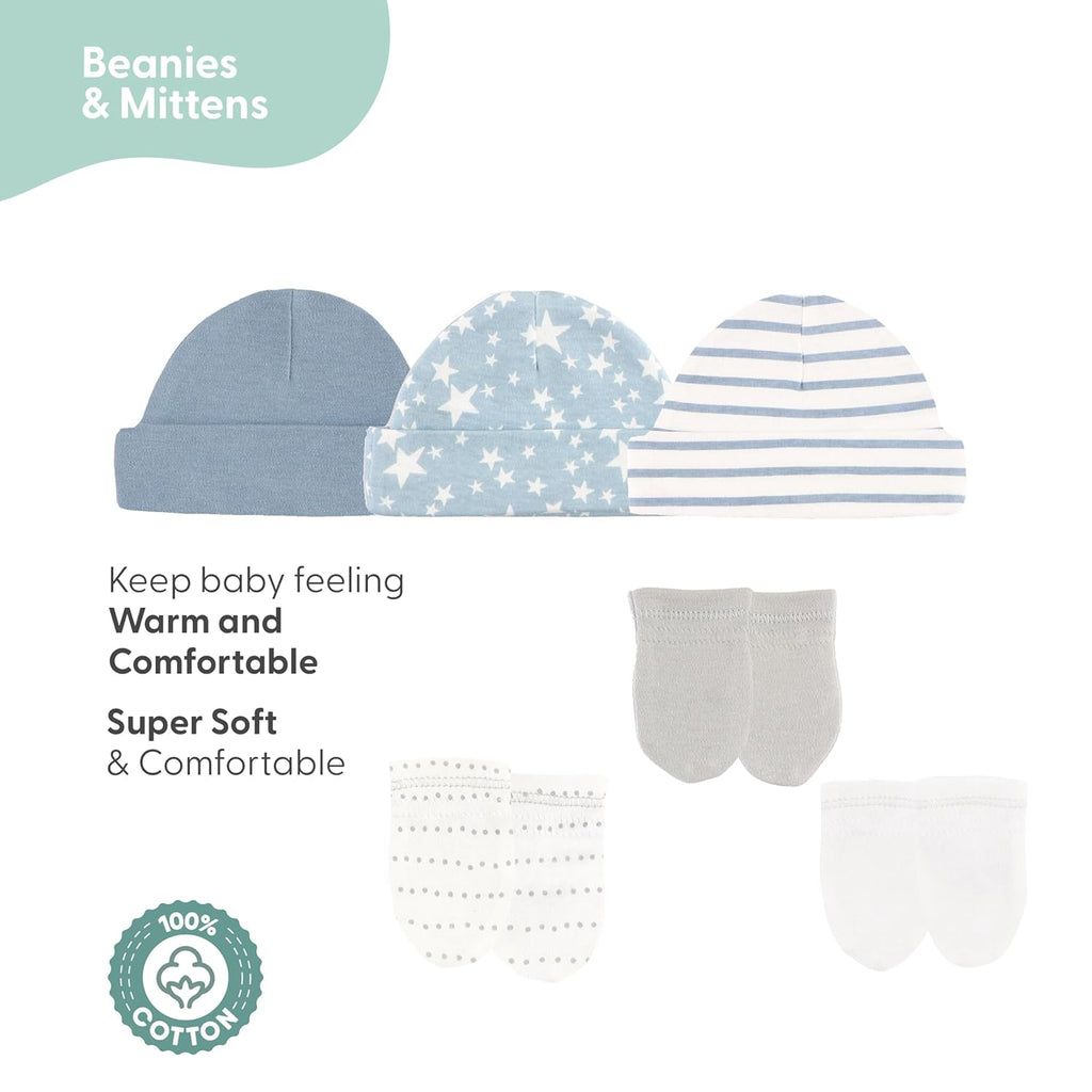 Baby Layette Gift Set for Baby Boys - 23 Piece New Born Boy Gift Set, Clothes & Newborn Essentials Must Haves - Boy Clothes 0-3 Months - Soft Blue