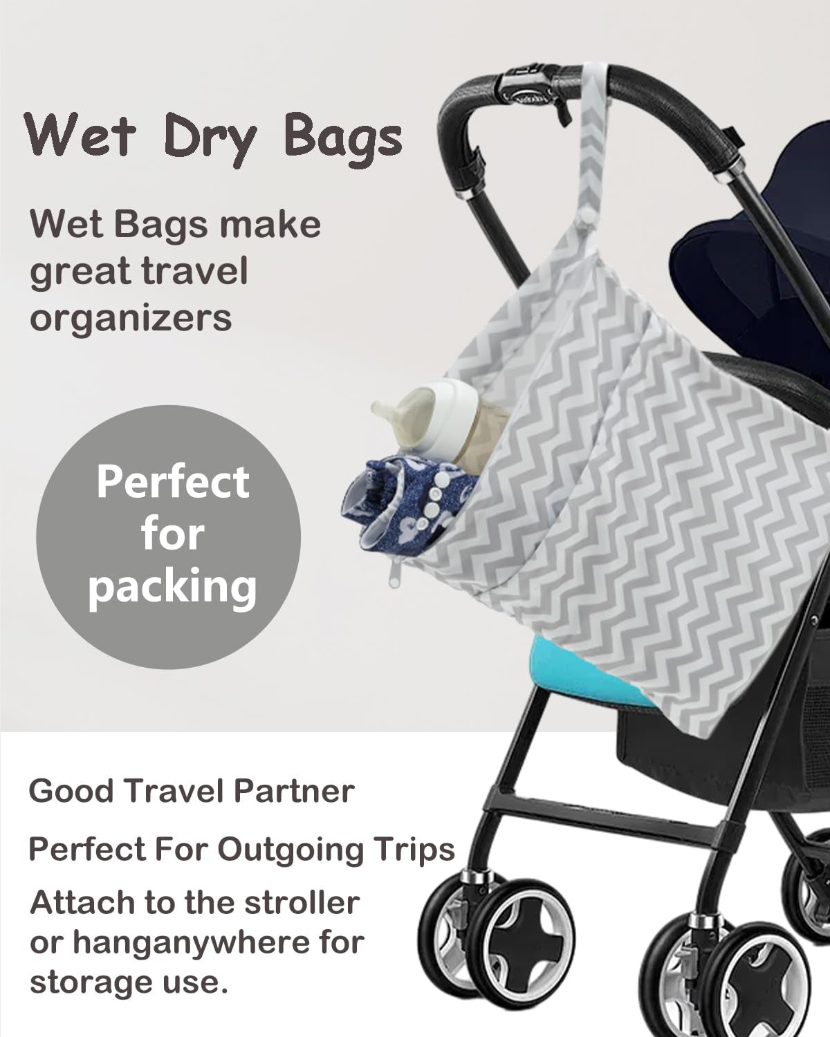Christmas Gift 2Pcs Cloth Diaper Wet Dry Bags Waterproof Reusable with Two Zippered Pockets Travel Beach Pool Daycare Soiled Baby Items Yoga Gym Bag for Swimsuits or Wet Clothes L2933