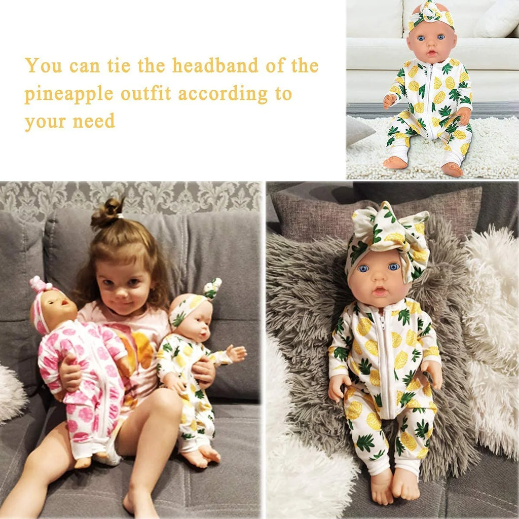 5 Sets 14-16 Inch Baby Doll Clothes and Headbands Outfits Pjs for 43Cm New Born Baby Dolls, 15 Inch Baby Doll, 18 Inch Girl Doll ﻿