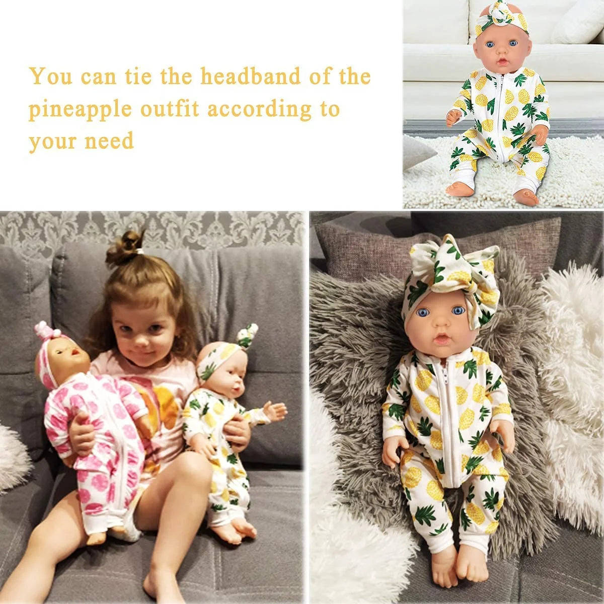5 Sets 14-16 Inch Baby Doll Clothes and Headbands Outfits Pjs for 43Cm New Born Baby Dolls, 15 Inch Baby Doll, 18 Inch Girl Doll ﻿
