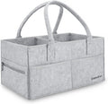 . Nursery Basket-Baby Diaper Caddy Organizer for Changing Table-Portable Holder Tote Bag-Car Organizer with Removable Divider-Best Shower Gift Basket for Newborns Registry- Grey & Large Size