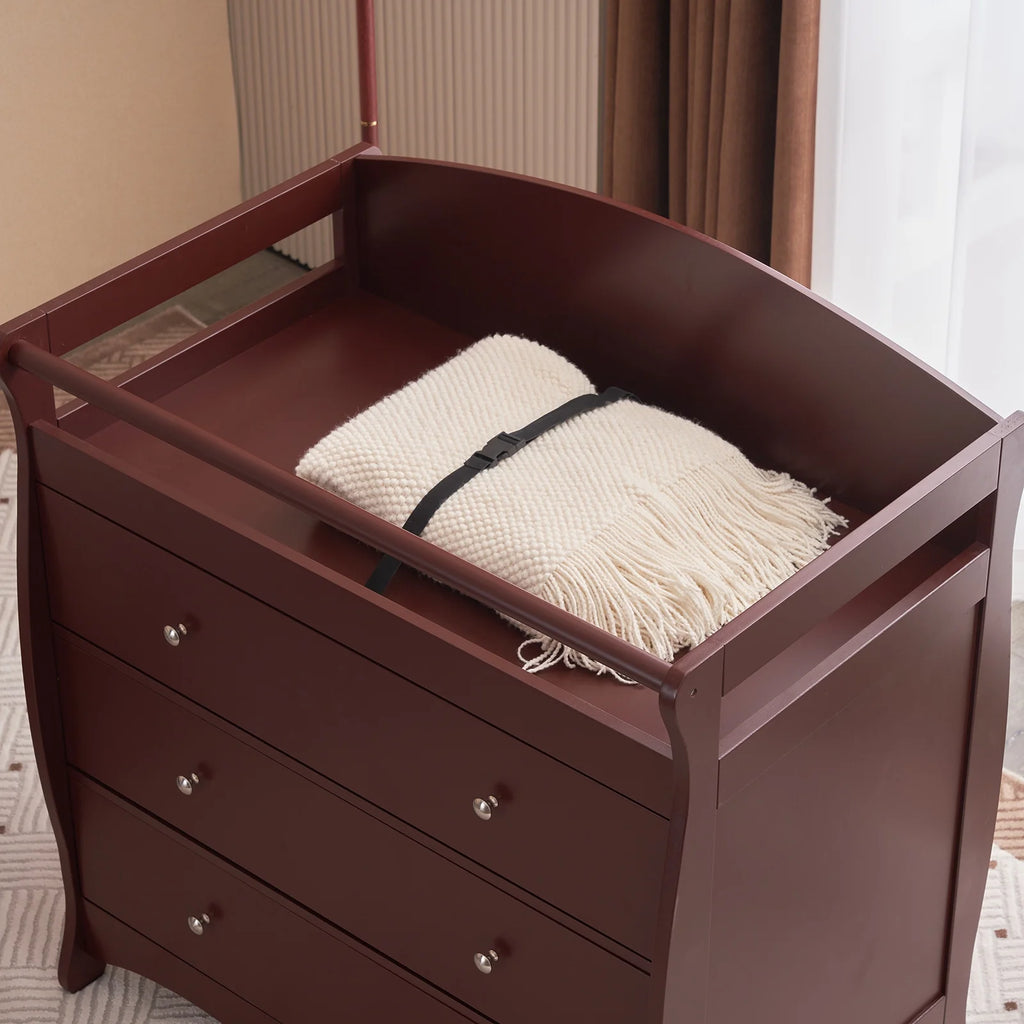 3-Drawer Diaper Changing Table with Safety Rails, Brown