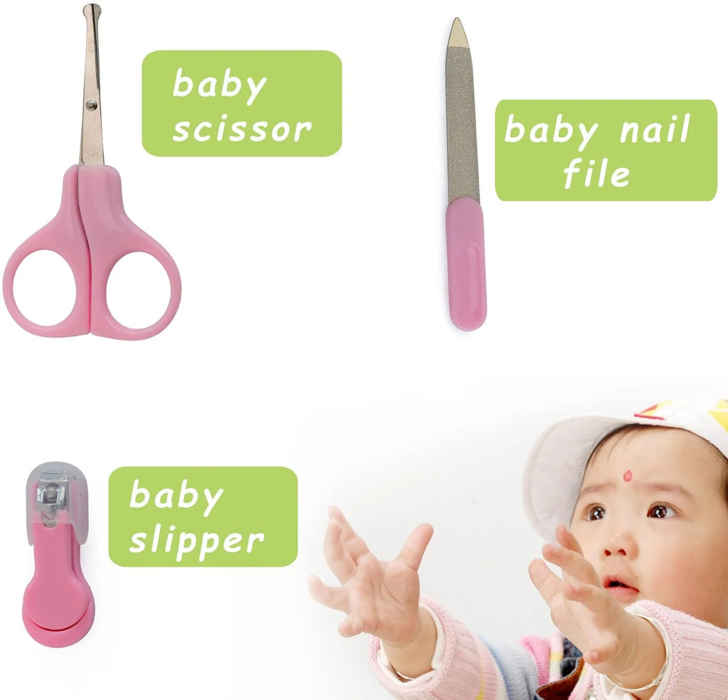 Torubia 10 in 1 Baby Healthcare and Grooming Kit for Baby Girl Boy Newborn Babycare Accessories, Baby Health Care Set Portable Baby Care Kit, Include Nose Cleaner Nails Clipper Tweezers (Pink)