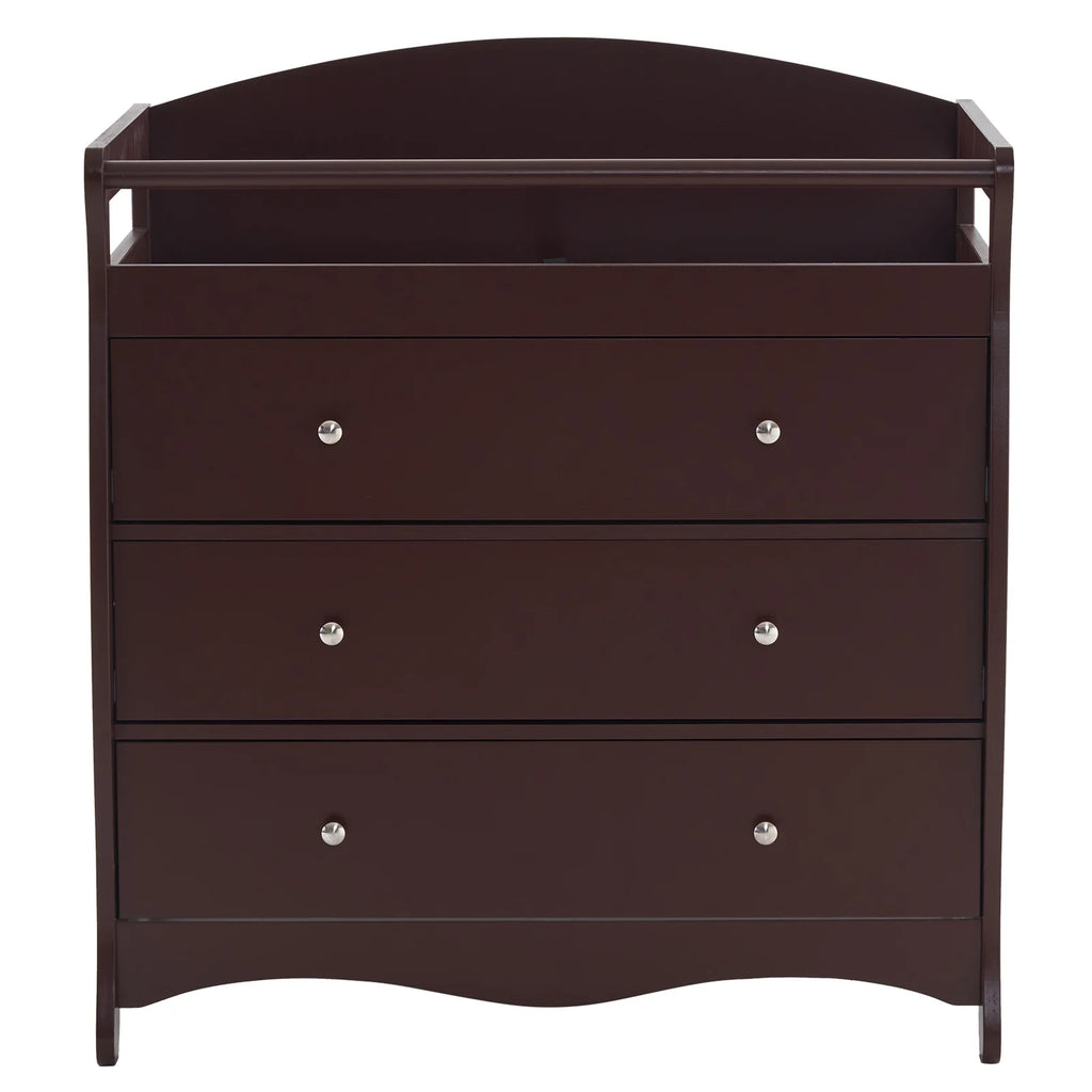 3-Drawer Diaper Changing Table with Safety Rails, Brown