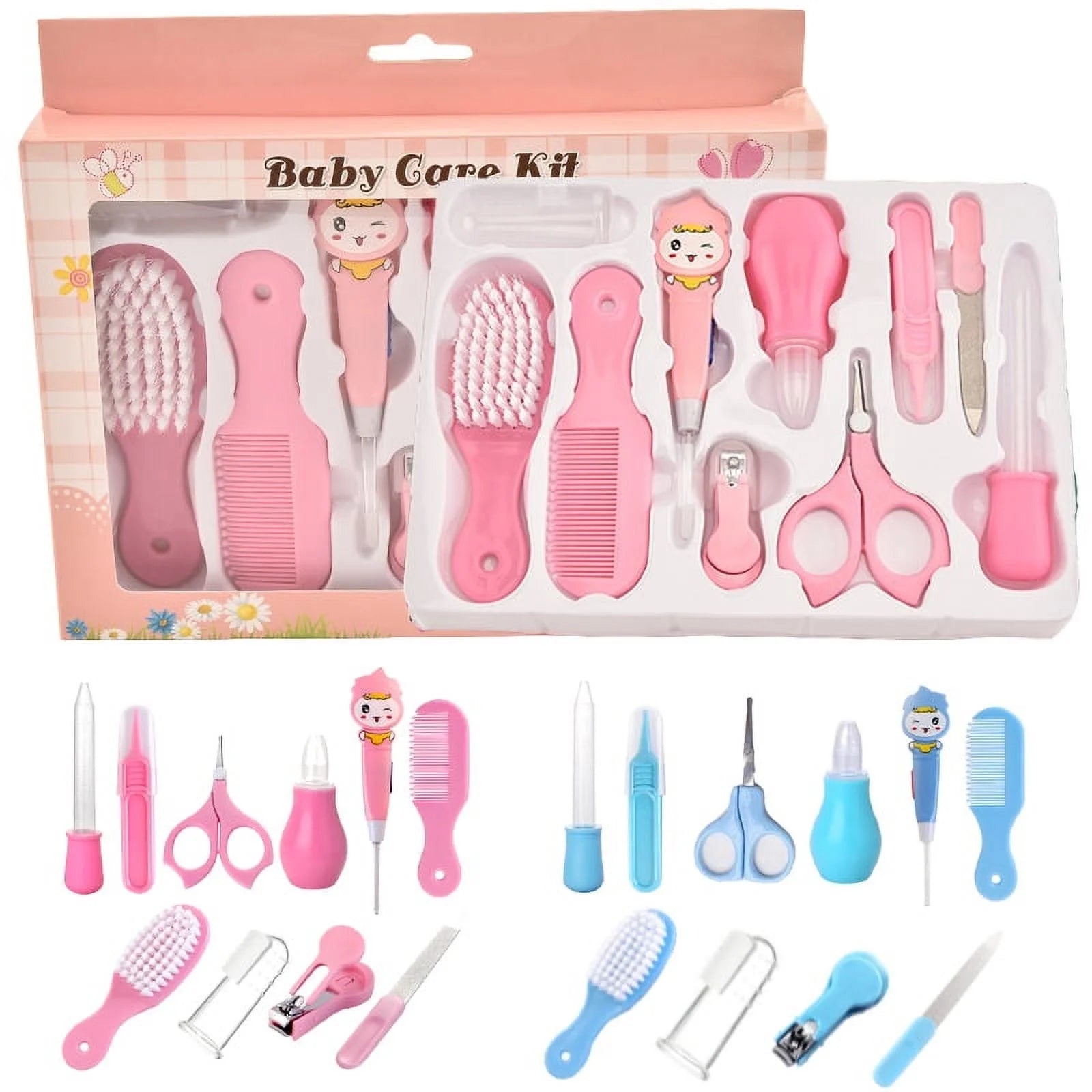 10Pcs/Set Baby Health Care Kit,Portable Newborn Infant Nursery Set Kids Grooming Kit Baby Nail Clipper Brush Comb Cleaning Sets,Baby Nail Scissors, Nail Clipper(Random Color)