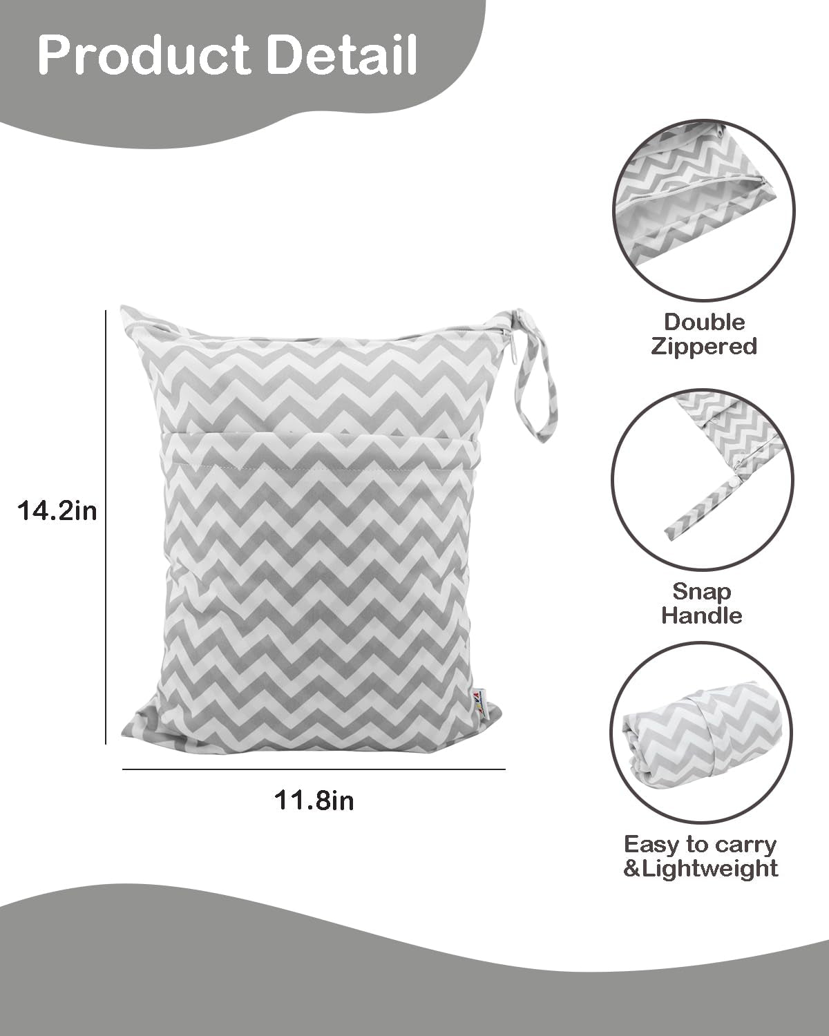 Christmas Gift 2Pcs Cloth Diaper Wet Dry Bags Waterproof Reusable with Two Zippered Pockets Travel Beach Pool Daycare Soiled Baby Items Yoga Gym Bag for Swimsuits or Wet Clothes L2933