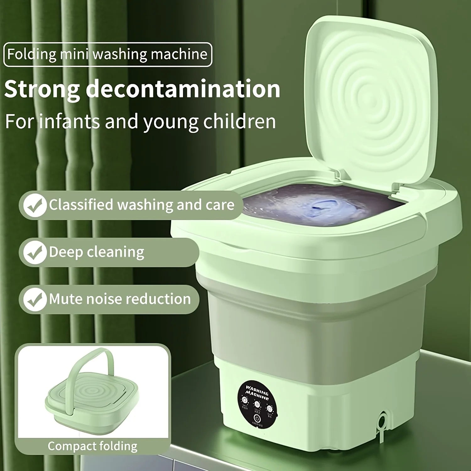 Portable Washing Machine, Portable Washer, 8L, Mini Washing Machine, Foldable.Small Washer for Baby Clothes, Underwear or Small Ltems, Camping&Travel Laundry,Small Size, Space Saving, Maclehose