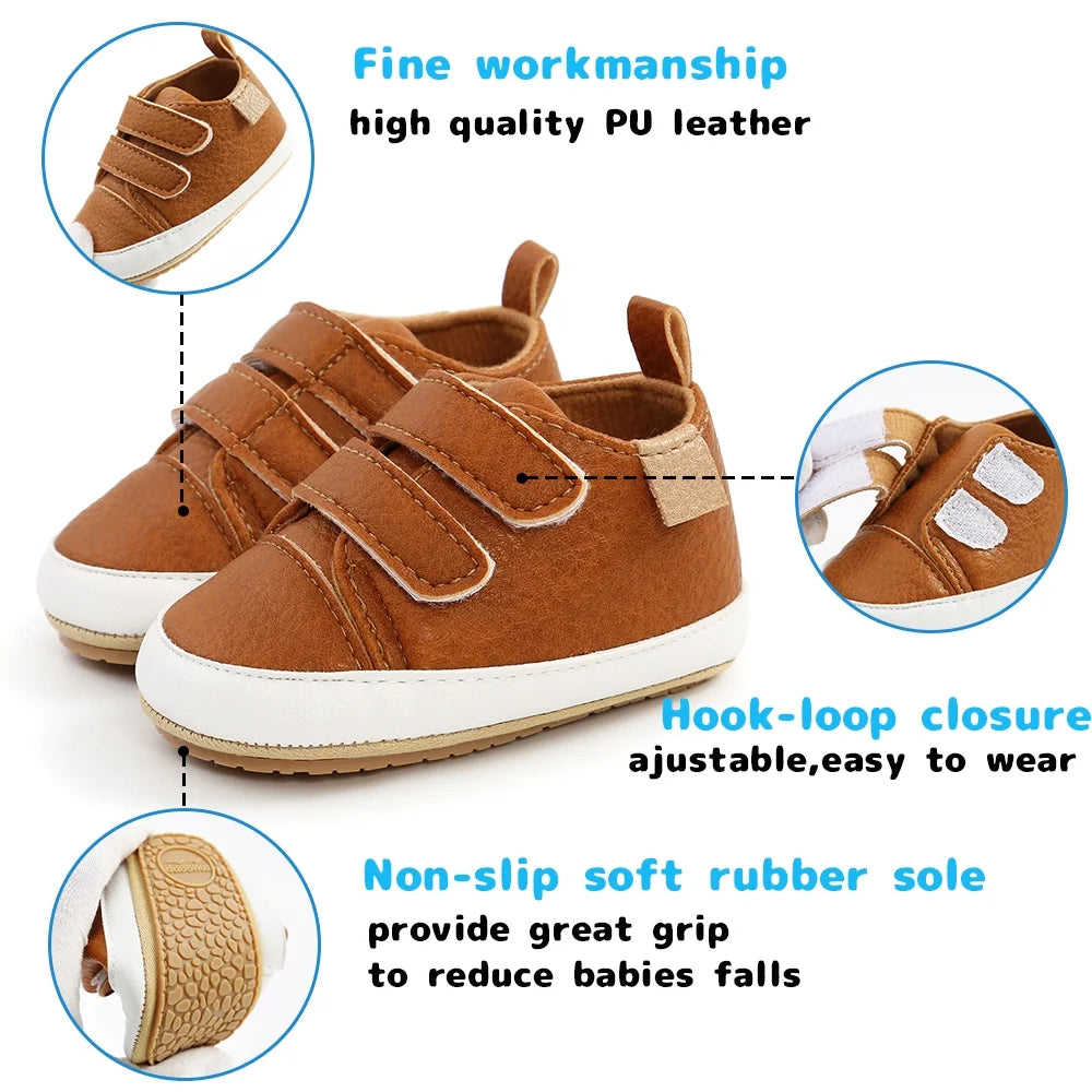 Baby Boys Girls Shoes High-Top Ankle Sneakers Toddler Soft Rubber Sole Infant Crib Shoes 0-18 Months