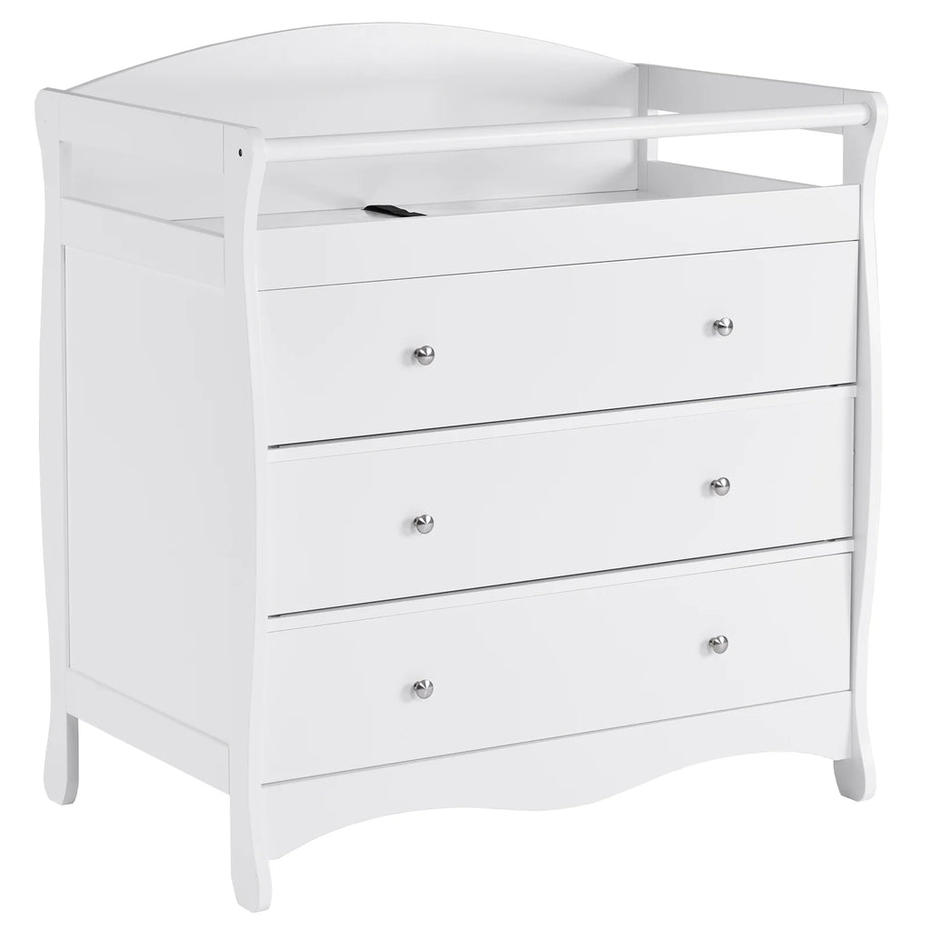 3-Drawer Changing Table, Wood Infant Diaper Changing Station, Baby Dresser for Nursery, (White)