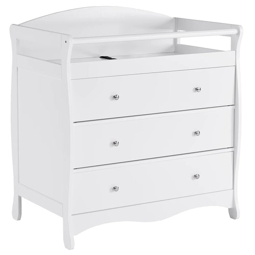 3-Drawer Changing Table, Wood Infant Diaper Changing Station, Baby Dresser for Nursery, (White)