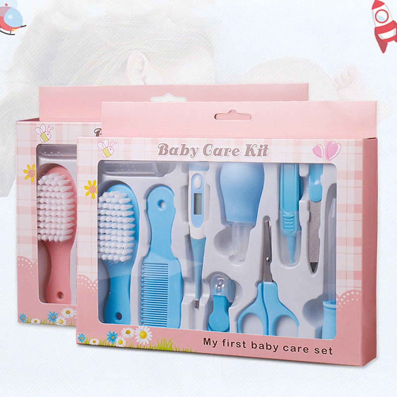 Baby Health Care Set Portable Newborn Baby Tool Kits Kids Grooming Kit Safety Cutter Nail Care Set for Baby Children-10Pcs/Set