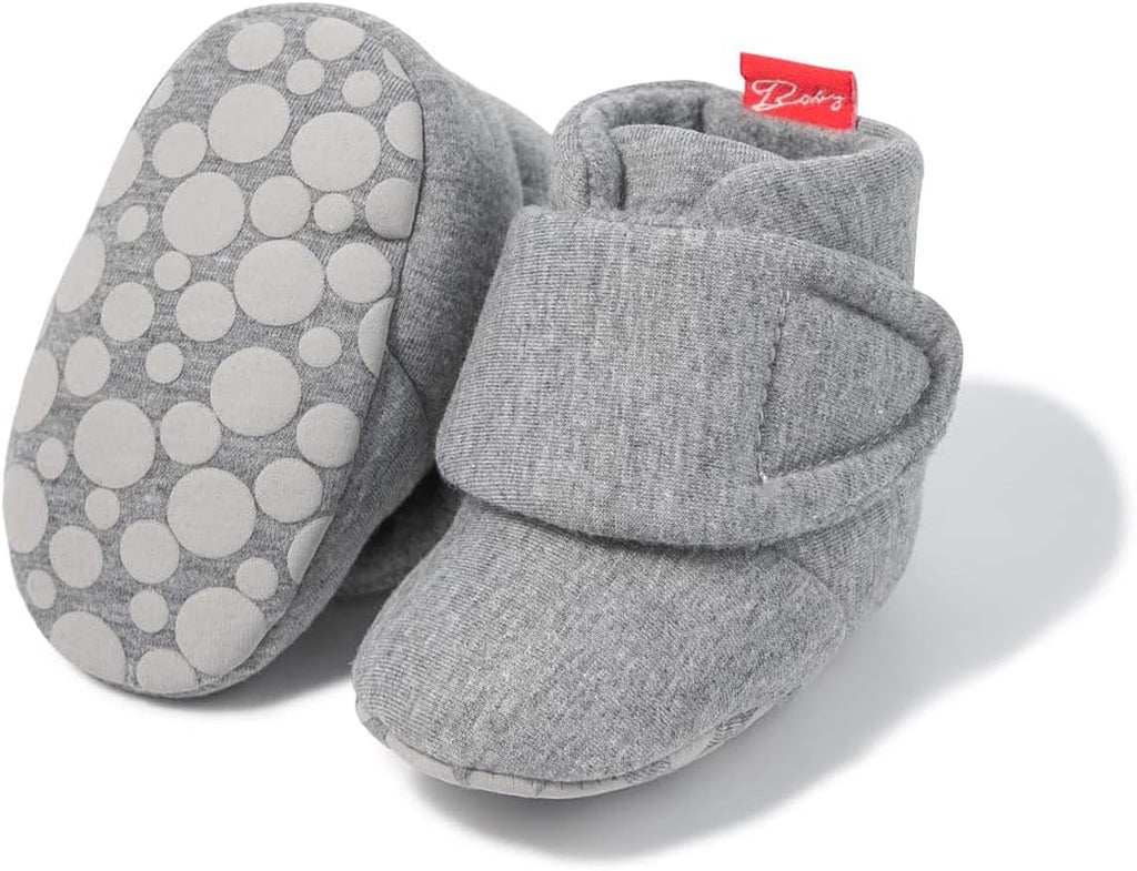 Newborn Infant Baby Girl Boy Cotton Booties Stay on Sock Slippers Soft Bedroom Shoes Non-Skid Ankle Boots with Grippers Toddler Crib Warm Shoe First Walker Birthday Shower