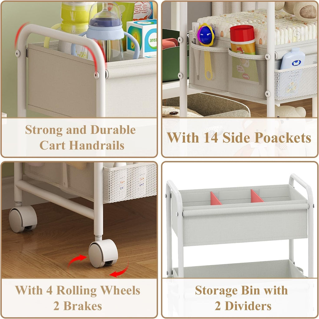 3-Tier Baby Diaper Caddy Cart Organizer,Mobi