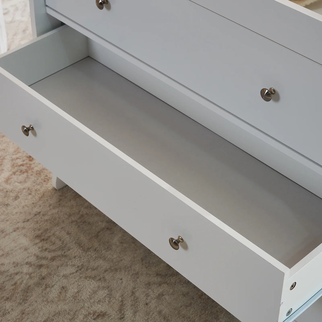 3-Drawer Changing Table, Wood Infant Diaper Changing Station, Baby Dresser for Nursery, (White)