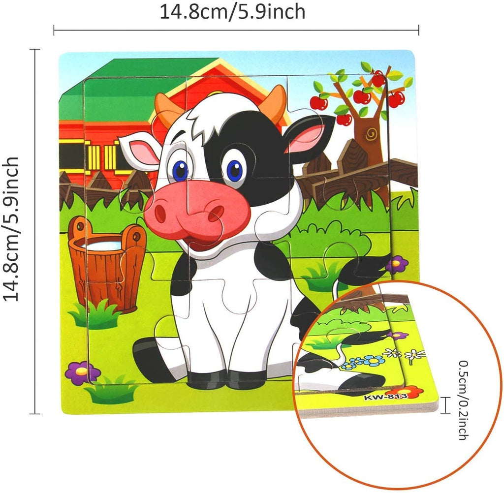 12 Pack Jigsaw Puzzles for Toddlers Wooden Animals Jigsaw Puzzles 9 Pcs with 12 Organize Bags for Kids Ages 2 3 4 5 Preschool Educational Puzzles Learning Travel Toys for Boys and Girls