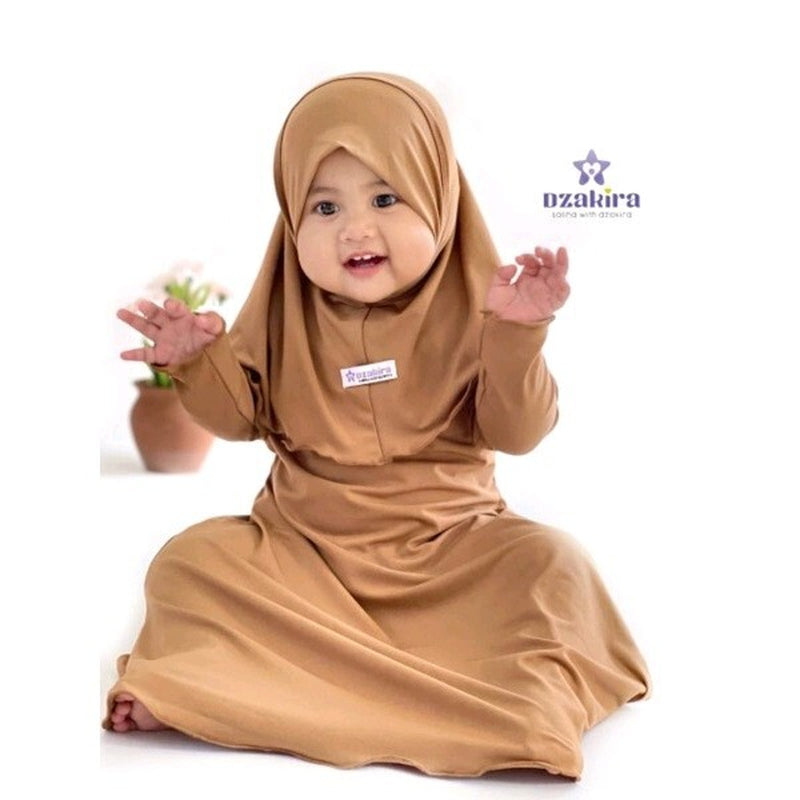 Muslim Baby Hijab and Dress KIA Series New Born to 3 Years Old BROWN Colour