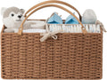 Baby Diaper Caddy Organizer, Paper Rope Nursery Storage Bin Baskets, Changing Table Baby Diaper Storage Portable Car Organizer with Removable Divider, Baby Shower Gifts