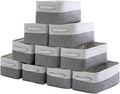 Storage Baskets 12X8X5 Inch 10 Pack Fabric Baskets Foldable Storage Bins Decorative Baskets Cloth Storage Baskets Storage Foldable Storage Bin with Rope