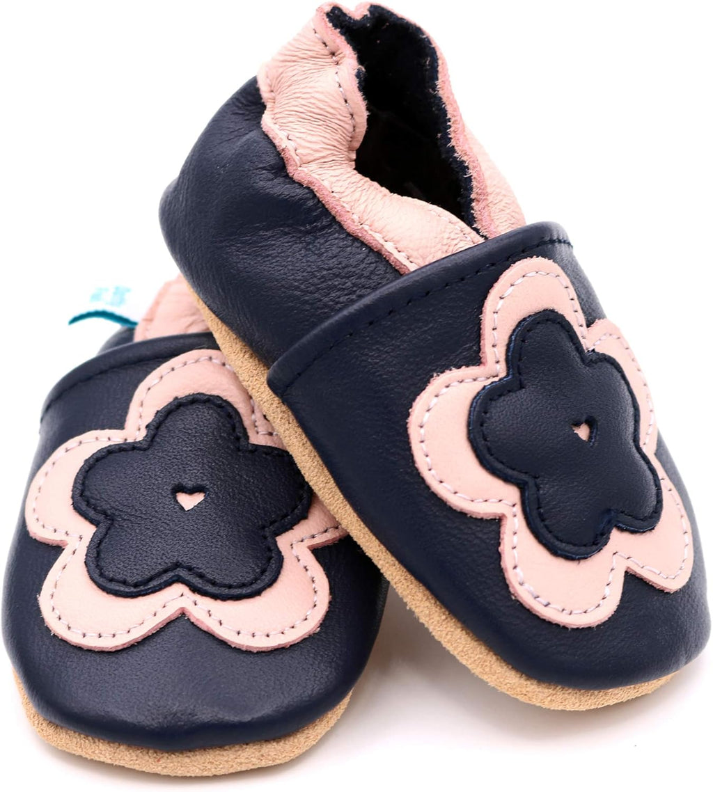 Unisex Baby & Kids Soft Leather Barefoot Shoes – Boys & Girls Crib Shoes, Infant & Toddler, Non-Slip, Lightweight, Flexible, Elasticated Ankles, Podiatry Approved, British Brand– 0-5 Years