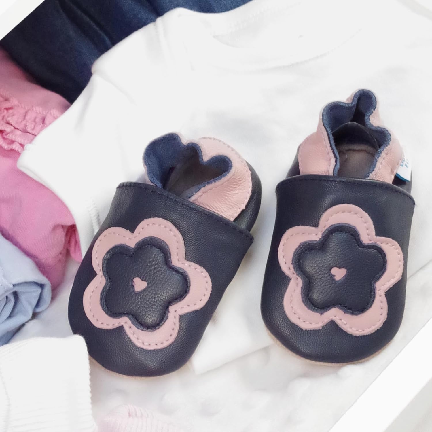 Unisex Baby & Kids Soft Leather Barefoot Shoes – Boys & Girls Crib Shoes, Infant & Toddler, Non-Slip, Lightweight, Flexible, Elasticated Ankles, Podiatry Approved, British Brand– 0-5 Years