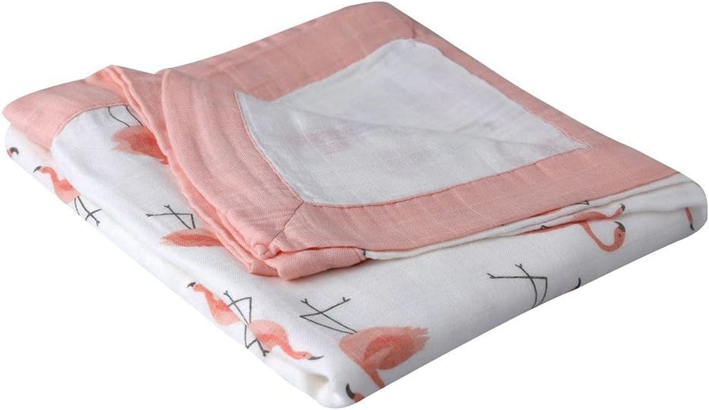 Flamingo Baby Blanket - Silky Soft and Breathable Muslin Blankets Baby Girl Quilts- Large 47" X 47" - 2 Layers Toddler Bed Blanket (Flamingo)