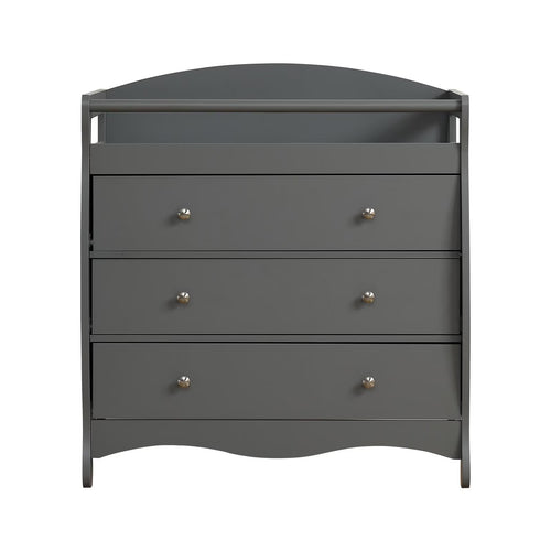 3-Drawer Changing Table, Infant Diaper Changing Station with Drawers, Safety Rails & Strap, Baby Changing Table Dresser for Nursery, Easy Assembly (Gray)