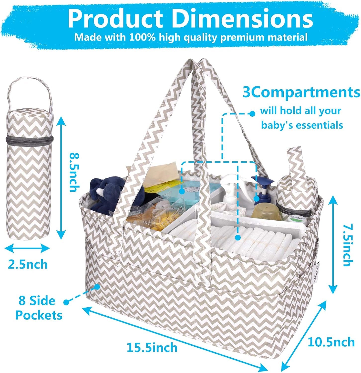 Baby Diaper Caddy Organizer,Large Baby Product Storage Rack and Kindergarten Storage Box,Portable Diaper Rack and Car Storage Box.