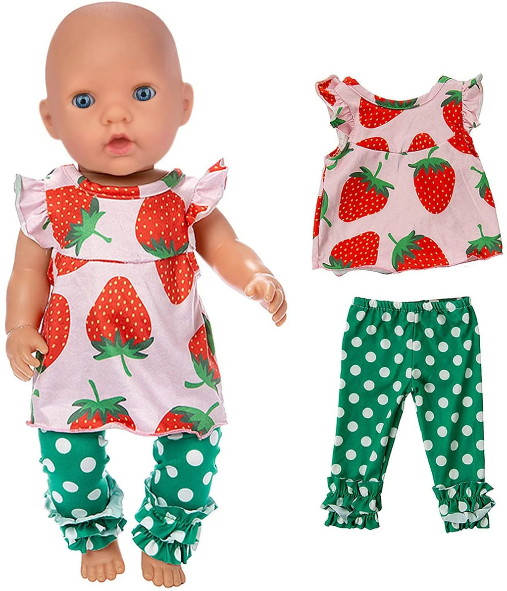 5 Sets 14-16 Inch Baby Doll Clothes and Headbands Outfits Pjs for 43Cm New Born Baby Dolls, 15 Inch Baby Doll, 18 Inch Girl Doll ﻿
