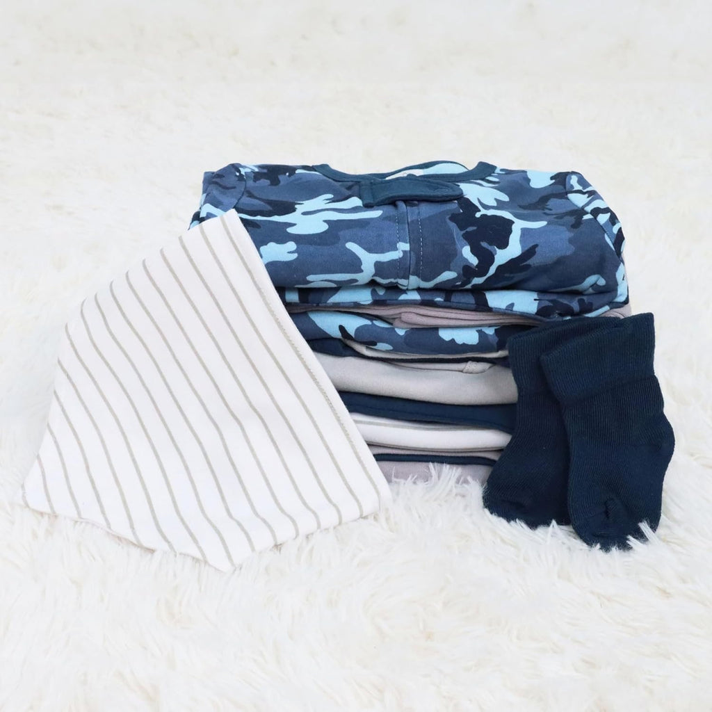 Baby Layette Gift Set for Baby Boys - 23 Piece New Born Boy Gift Set, Clothes & Newborn Essentials Must Haves - Boy Clothes 0-3 Months - Soft Blue