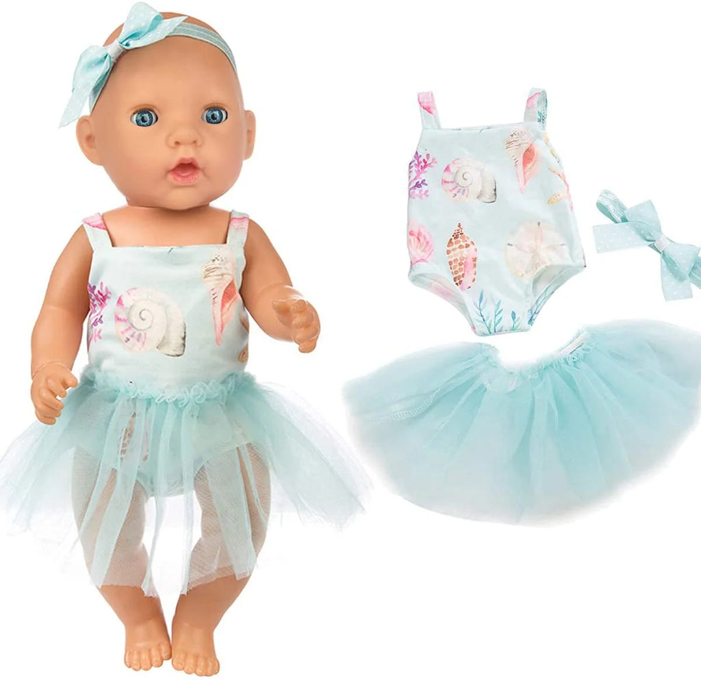 5 Sets 14-16 Inch Baby Doll Clothes and Headbands Outfits Pjs for 43Cm New Born Baby Dolls, 15 Inch Baby Doll, 18 Inch Girl Doll ﻿
