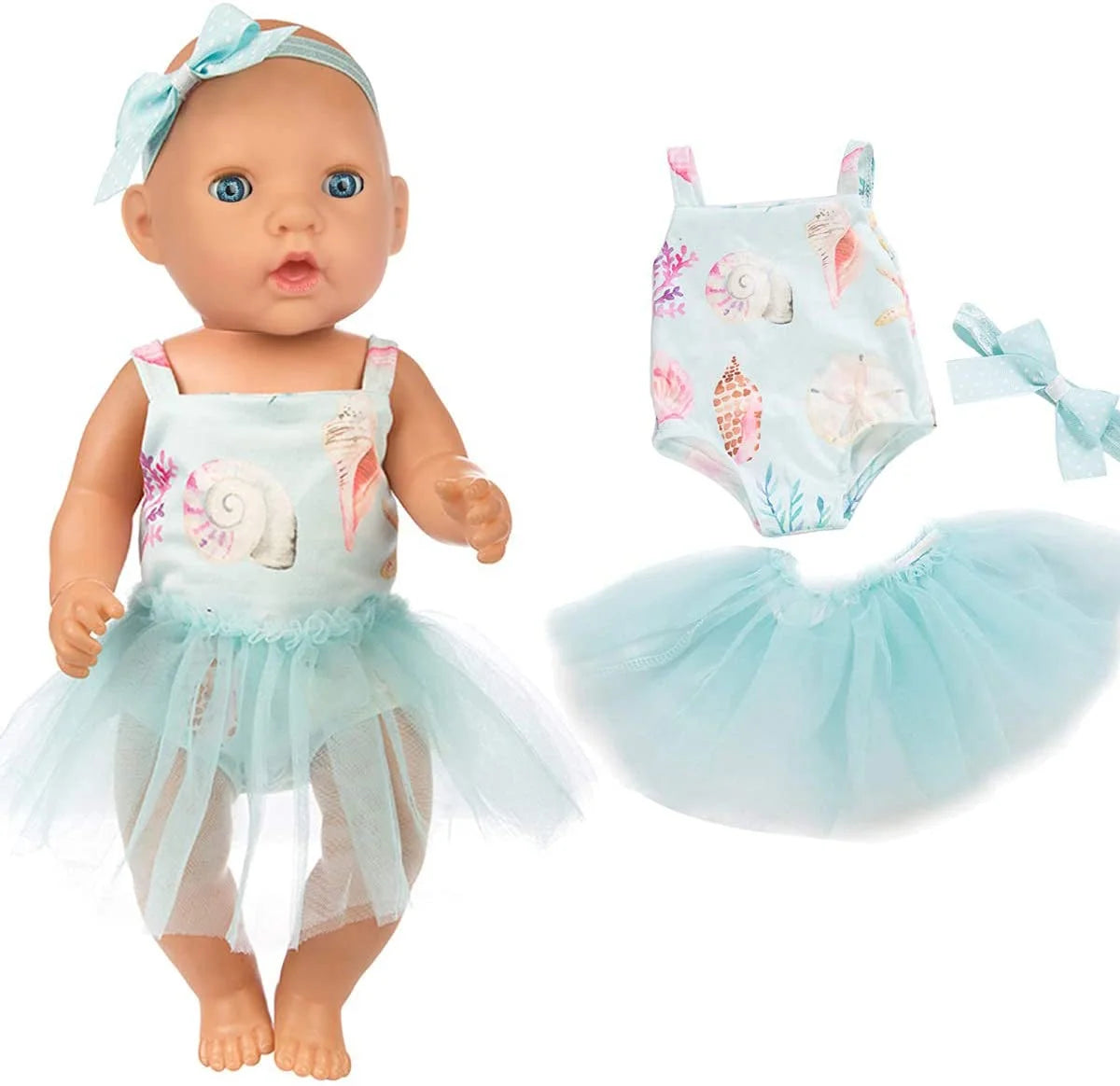 5 Sets 14-16 Inch Baby Doll Clothes and Headbands Outfits Pjs for 43Cm New Born Baby Dolls, 15 Inch Baby Doll, 18 Inch Girl Doll ﻿