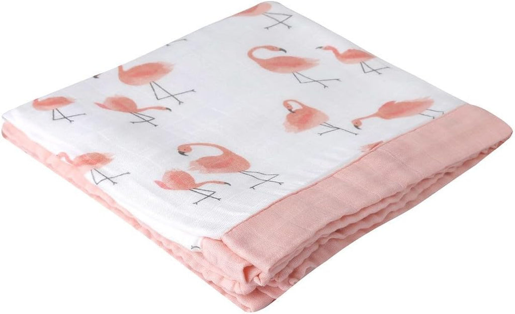 Flamingo Baby Blanket - Silky Soft and Breathable Muslin Blankets Baby Girl Quilts- Large 47" X 47" - 2 Layers Toddler Bed Blanket (Flamingo)