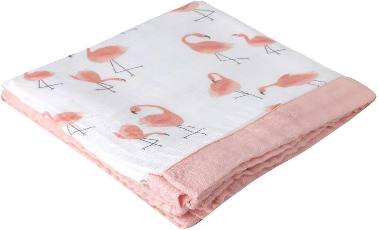 Flamingo Baby Blanket - Silky Soft and Breathable Muslin Blankets Baby Girl Quilts- Large 47" X 47" - 2 Layers Toddler Bed Blanket (Flamingo)