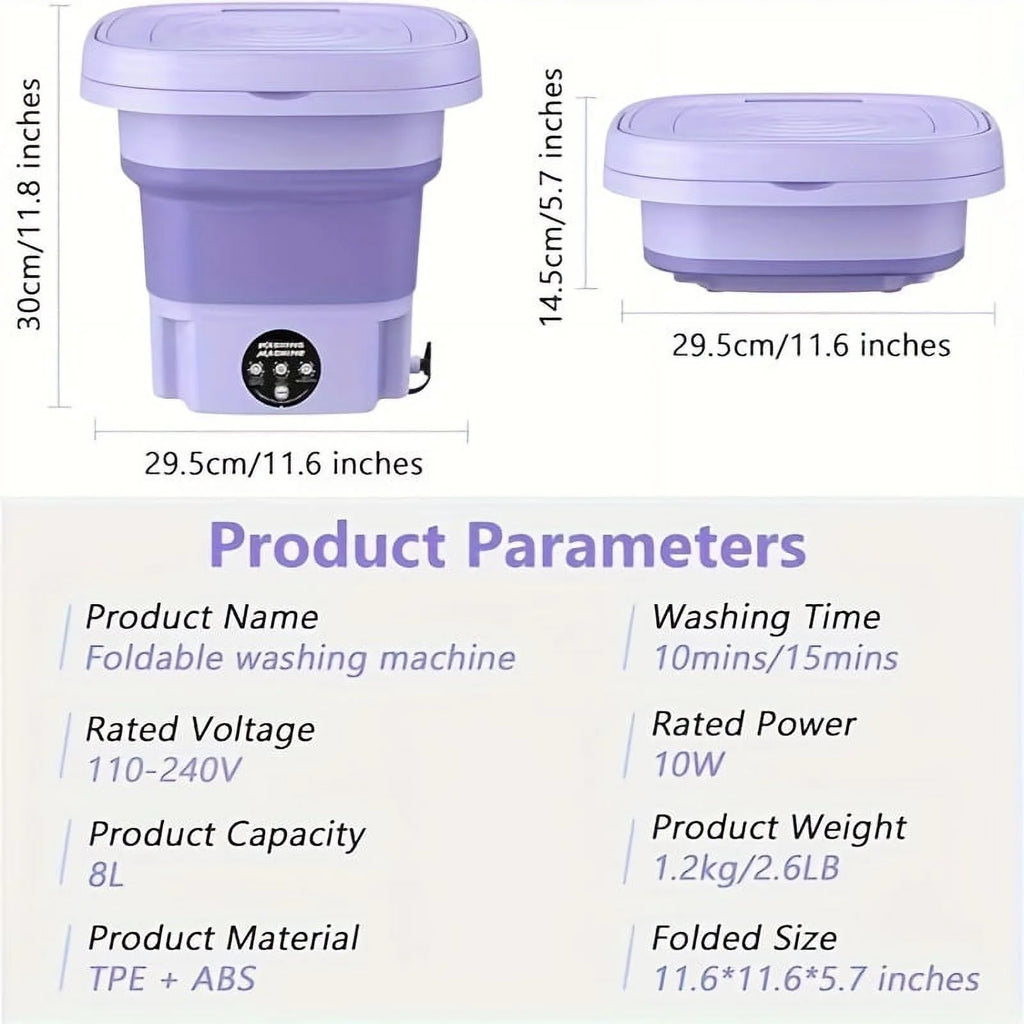 Portable Washing Machine, Portable Washer, 8L, Mini Washing Machine, Foldable.Small Washer for Baby Clothes, Underwear or Small Ltems, Camping&Travel Laundry,Small Size, Space Saving, Maclehose