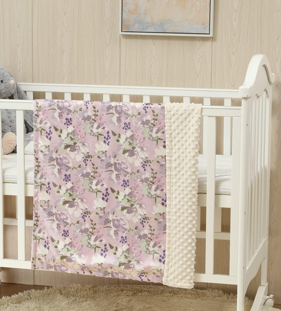 Baby Girls Blanket for Crib Stroller Cot Cradle Car, Supper Soft and Pretty - Lavender Grapes 30X40 Inches