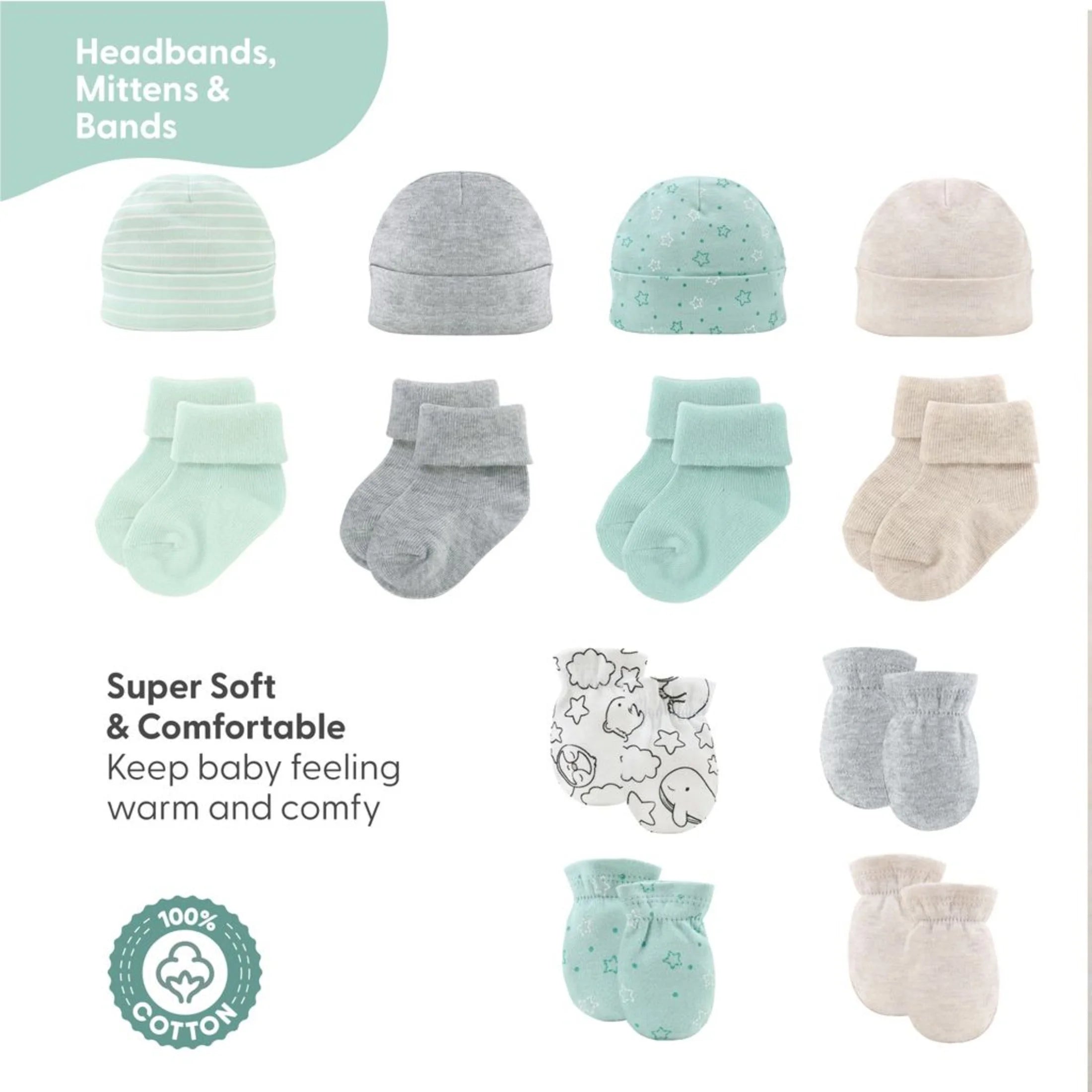 Restful Basics Baby Clothes 30-Pc Layette Set for Newborn Babies, Animal Design