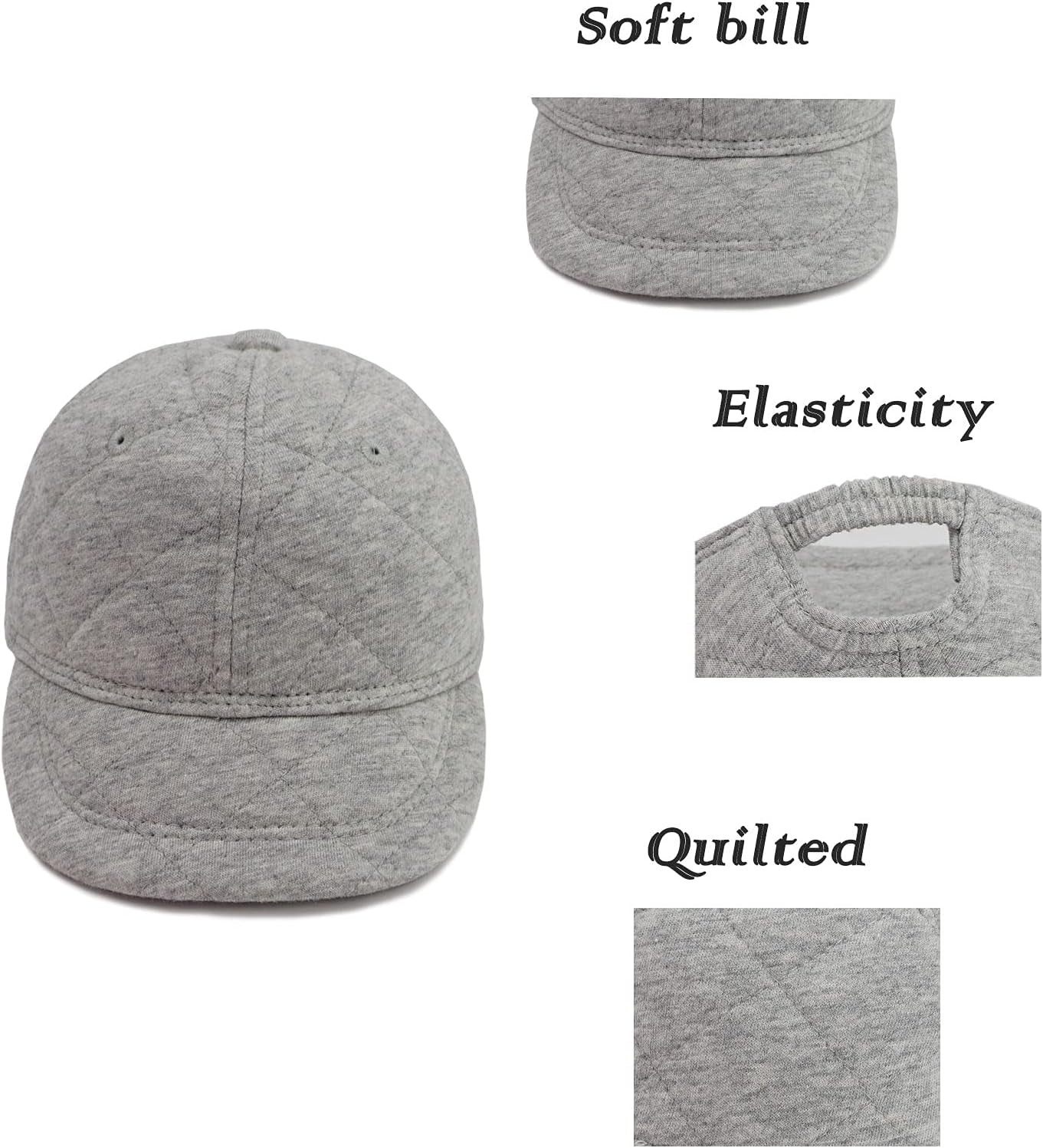 Baby Baseball Cap Infant Sun Hat, Cotton Knit with Soft Brim, Adjustable Soft Newborn Toddler Cap