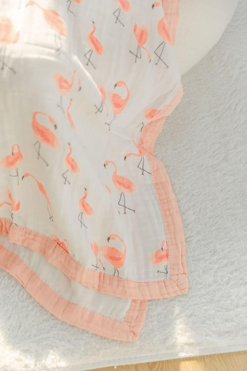 Flamingo Baby Blanket - Silky Soft and Breathable Muslin Blankets Baby Girl Quilts- Large 47" X 47" - 2 Layers Toddler Bed Blanket (Flamingo)