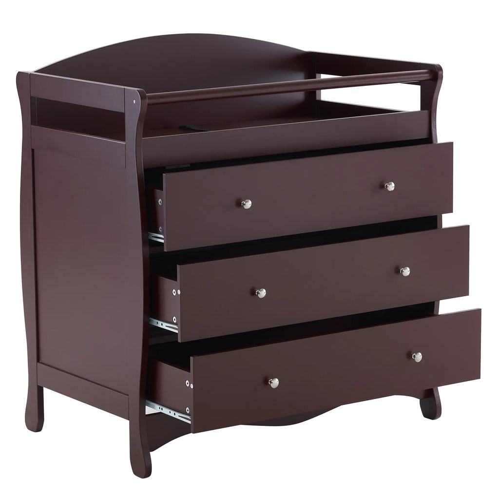 3-Drawer Diaper Changing Table with Safety Rails, Brown