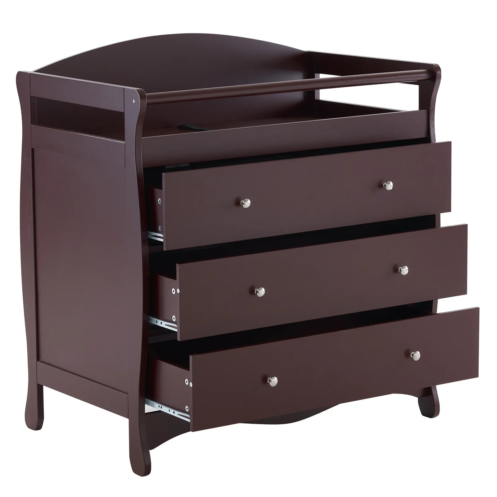 3-Drawer Diaper Changing Table with Safety Rails, Brown