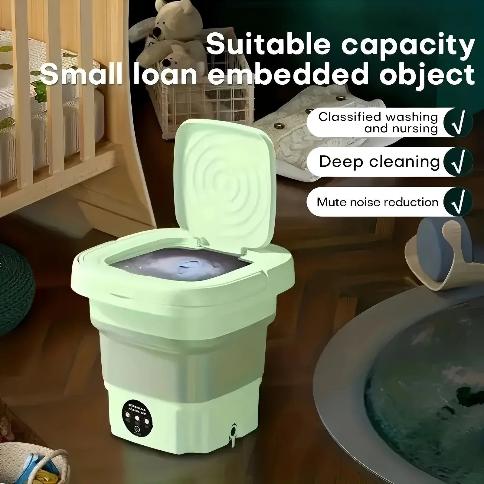 Portable Washing Machine, Portable Washer, 8L, Mini Washing Machine, Foldable.Small Washer for Baby Clothes, Underwear or Small Ltems, Camping&Travel Laundry,Small Size, Space Saving, Maclehose