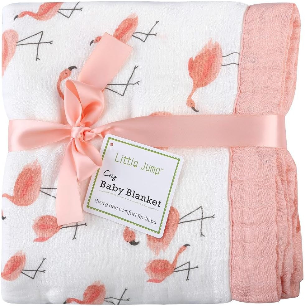 Flamingo Baby Blanket - Silky Soft and Breathable Muslin Blankets Baby Girl Quilts- Large 47" X 47" - 2 Layers Toddler Bed Blanket (Flamingo)