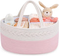 Diaper Caddy for Baby Girl-Cotton Rope Diaper Caddy, Diaper Organizer for Changing Table, Portable Baby Basket for Storage Baby Stuff, Newborn Registry Must Have Items