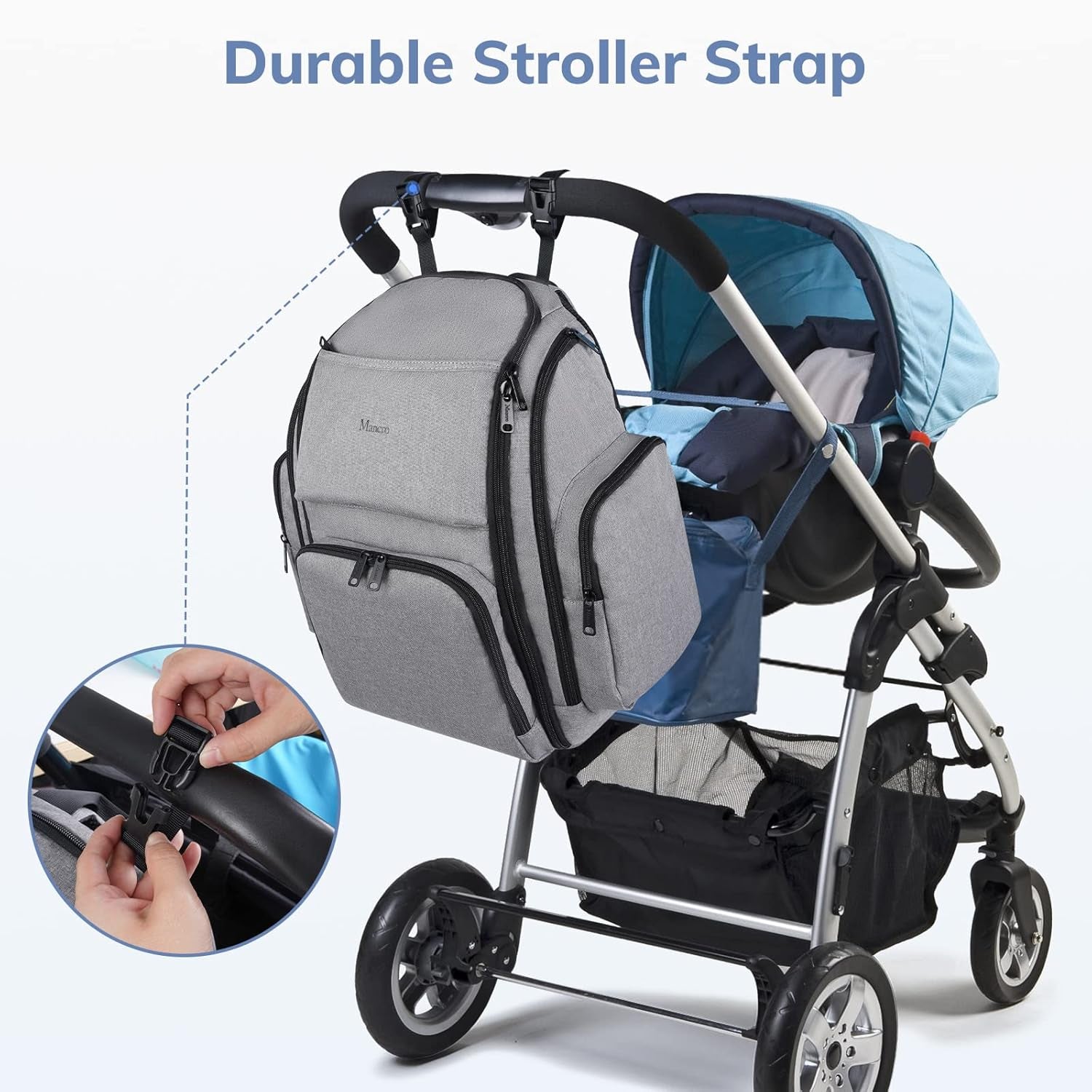 Diaper Bag Backpack, Large Multifunction Waterproof Travel Baby Changing Bag for Dad Mom with 4 Insulated Pockets and Stroller Straps, Maternity Baby Bag for Boys Girls, Grey