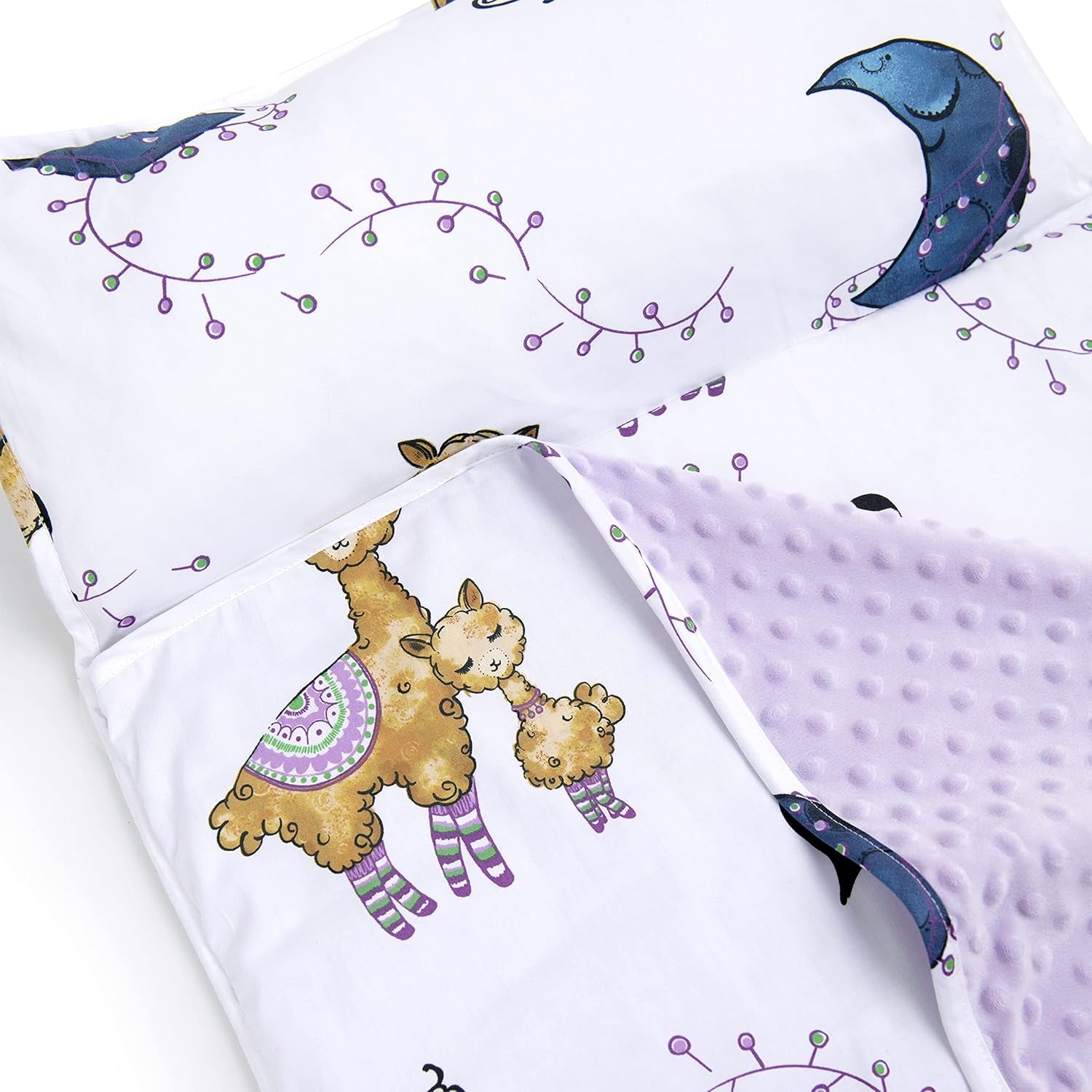 Nap Mat for Kids - Cozy Kids Rest Mat with Removable Pillow and Ultra Soft Blanket for Preschool, Daycare, and Sleepovers - Llama & Mama