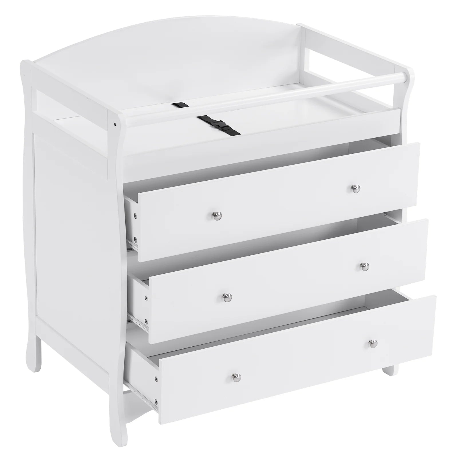 3-Drawer Changing Table, Wood Infant Diaper Changing Station, Baby Dresser for Nursery, (White)